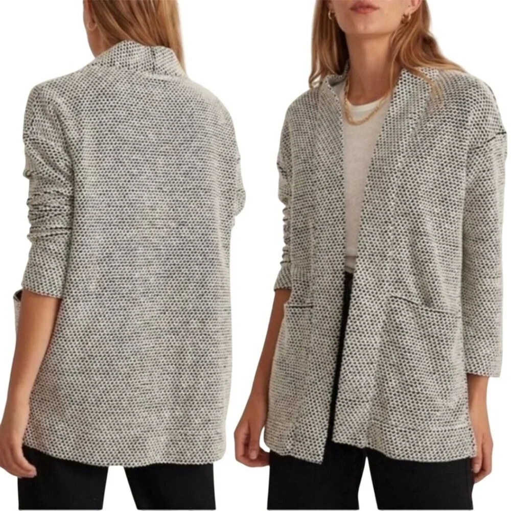 Marine Layer Birdseye Knit Cardigan Sweater Coat Open Front Pockets Size M